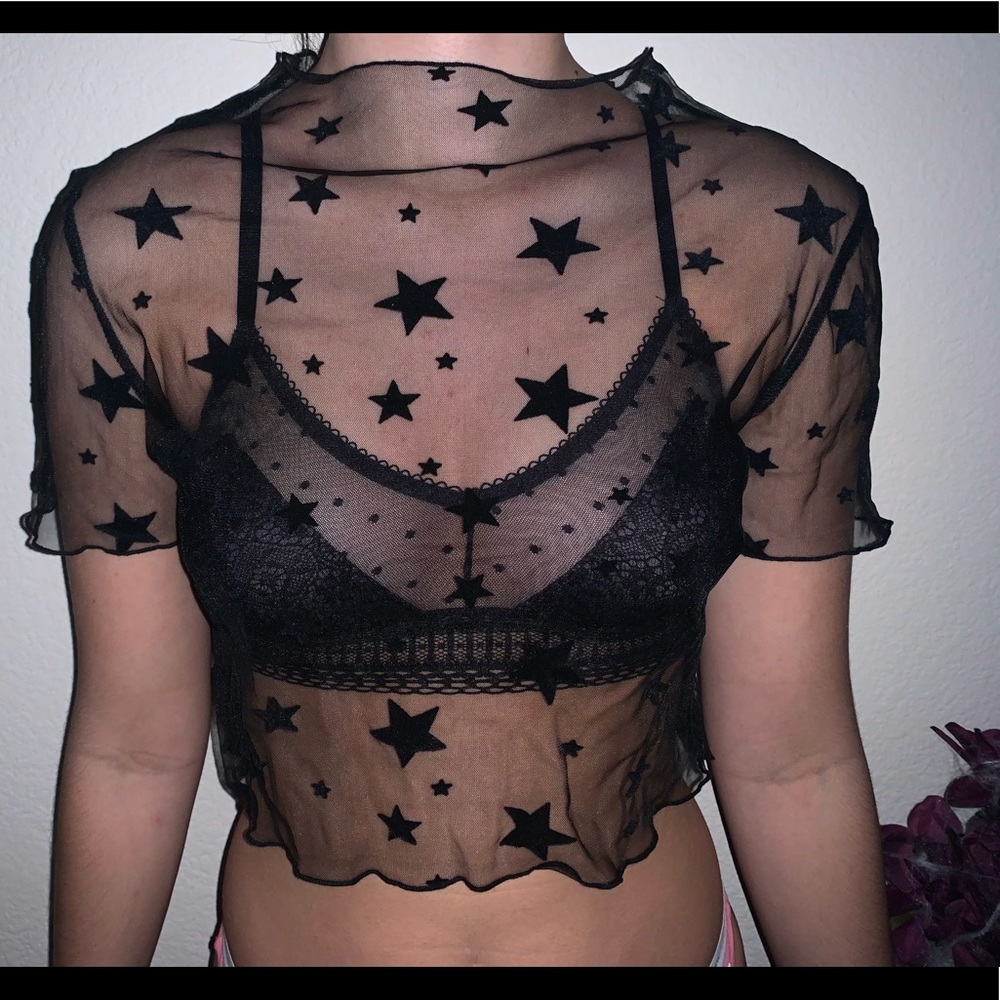 Black transparent star shirt